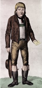 Große Rätsel: Porträt von Gaspard (Kaspar) Hauser, genannt der Waise von Europa, bei seinem Erscheinen in Nürnberg im Alter von etwa 16 Jahren am 26.05.1828. Es wurde angenommen, dass er aus einer illustren Familie stammte, aber seine Herkunft bleibt myste
