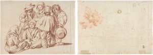 Gruppe von sechs Kindern (recto); Skizze eines Dorfes (verso) von Unknown artist