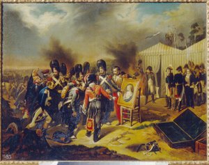 Napoleonische Kriege, Russlandfeldzug (1812): Die königliche Garde Napoleons I. bewundert das Porträt des Sohnes des Kaisers, Napoleon II. von Unknown artist