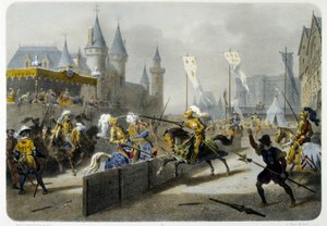 Heinrich II. (1519 - 1559) starb im Turnier am 27. Juni 1559 - Lithographie von Unknown artist