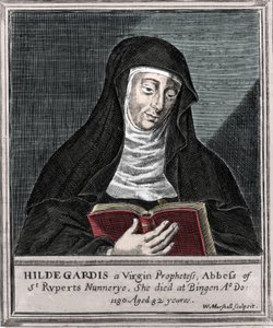 Hildegard von Bingen - Darstellung der Heiligen Hildegard (1098-1179) von Bingen, Gravur des 19. Jahrhunderts von Unknown artist