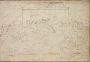 Hindu-Gott Krishna wird für das Frühlingsfest Holi in Frauenkleider gekleidet von Unknown artist