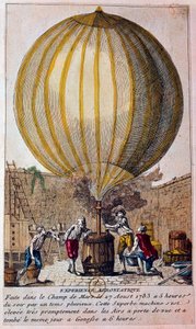 Geschichte der Ballons: Aerostatische Erfahrung auf dem Champ de Mars in Paris am 27.08.1783