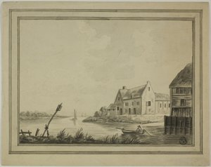 Häuser am Fluss oder Kanal