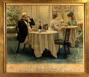 In einem Restaurant - Werbeplakat für Champagne Heidsieck, Ende des 19. Jahrhunderts von Unknown artist