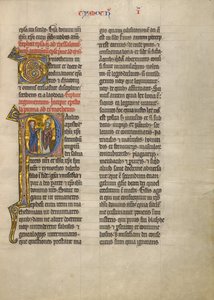 Initiale P: Heiliger Paulus mit einem Buch und einem Bischof