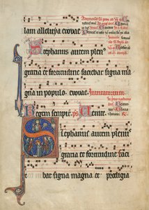 Initiale S: Die Steinigung des Heiligen Stephanus von Unknown artist