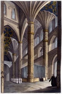 Innenraum der Kathedrale von Salamanca. Lithografie des 19. Jahrhunderts
