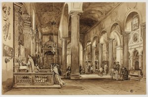Innenraum einer Kathedrale in Süditalien von Unknown artist