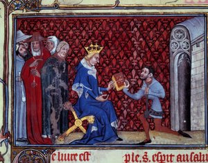 Jacques Bauchant präsentiert sein Buch König Karl V. Miniatur aus 