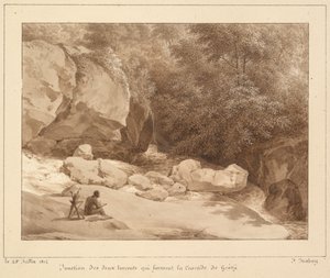 Zusammenfluss der beiden Bäche, die den Wasserfall von Grésy bilden von Unknown artist