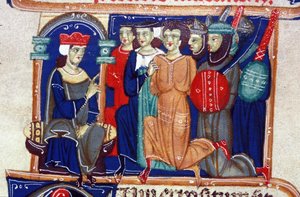 Urteil eines Verbrechers. Manuskript des 14. Jahrhunderts. Biblioteca Braidense, Mailand.