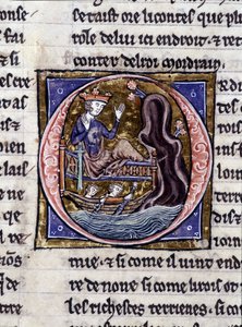 König Modreius. Manuskript: Eroberung des Heiligen Grals, geschrieben 717 Jahre nach der Passion unseres Herrn. Bibliothèque municipale de Rennes, ms. 255 (Sammlung von Romanen der Tafelrunde); Paris von Unknown artist