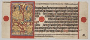 König Siddhartha und Königin Trishala mit den Traumdeutern, Folio 25 (verso), aus einem Kalpa-Sutra von Unknown artist