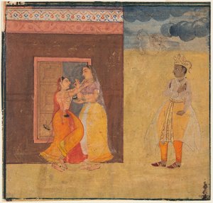 Krishna Abhisarika Nayika, aus einem Rasikapriya-Manuskript