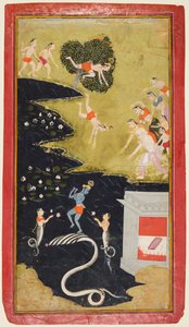 Krishna bezwingt die Schlange Kaliya, aus einem Bhagavata Purana von Unknown artist