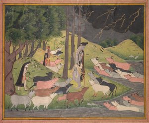 Krishna ruft die Kühe von Unknown artist
