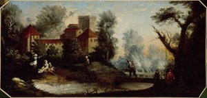 Landschaft mit befestigtem Schloss, zwischen 1701 und 1800