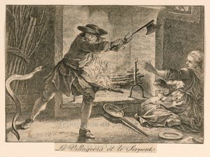 "Le Villageois et le Serpente" aus La Fontaines Fabeln von Unknown artist