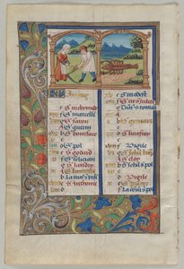 Blatt aus einem Stundenbuch: Kalenderseite für Juni (verso) von Unknown artist