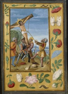 Blatt aus einem Stundenbuch: Die Kreuzaufrichtung von Unknown artist