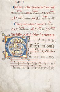 Blatt aus einem Graduale: Initiale (G) mit Christus, der Jungfrau und Aposteln von Unknown artist