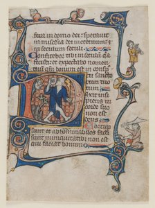 Blatt aus einem Psalter: Initiale D: Ein Narr wird von Gott getadelt