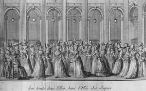 Die zweiunddreißig Mädchen in der Allee der Sipirs - in „Les filles du Palais Royal“, Frontispiz, Band I, ed. London