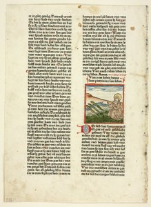 Leben des Heiligen Pirminius aus Heiligenleben, Winterteil, Tafel 1 aus Holzschnitten aus Büchern des 15. Jahrhunderts