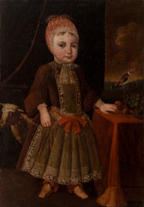 Kleines Mädchen im Innenraum nahe Fenster von Unknown artist