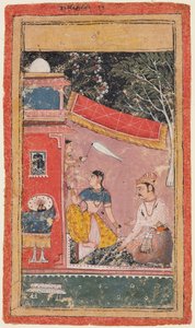 Liebende auf einer Terrasse: Ramakali Ragini von Hindol, aus einem Bundi Ragamala von Unknown artist