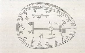 Magische Trommel der Schamanen in Lappland, Illustration eines Buches über Linnés Reise. von Unknown artist