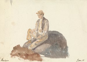 Mann, der auf einem Felsen sitzt (Madeira, 16. Januar)