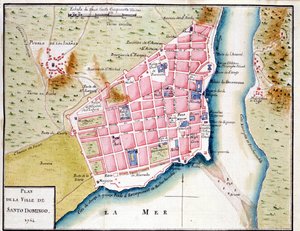 Manuskriptkarte der Stadt Santo Domingo