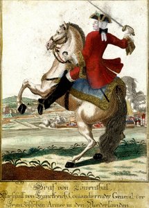 Marschall Löwendahl (1700-1755) in der Schlacht bei Fontenoy, Belgien von Unknown artist