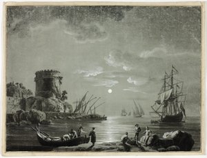 Mondlichtszene im Fischereihafen