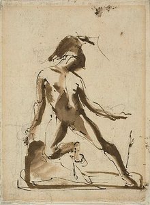 Mythologische Figur: Achilles mit Löwenfell (recto); Skizzen von Figuren (verso) von Unknown artist