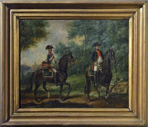Offizier und Soldat des Mestre de Camps Regiments im Jahr 1790, spätes achtzehntes Jahrhundert von Unknown artist