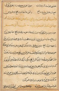 Seite aus Geschichten eines Papageis (Tuti-nama): Textseite von Unknown artist