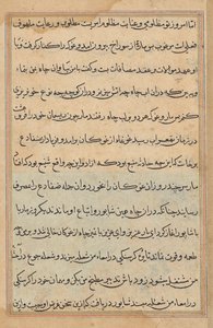 Seite aus Geschichten eines Papageis (Tuti-nama): Textseite von Unknown artist