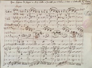 Seite der Noten für Sinfonia concertante für Violine und Viola in Es-Dur von Mozart, Lichtenthal-Version