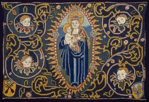 Tafel, die Madonna und Kind darstellt