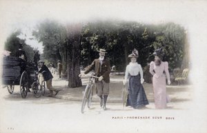 Paris, Spaziergang im Wald - Postkarte, Ende des 19. Jahrhunderts von Unknown artist