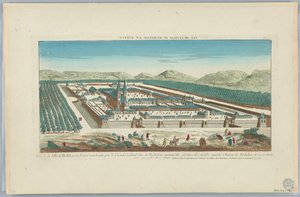 Guckkasten, Vue de la Ville de Richelieu en Poitou construitte par le Grand Cardinal Duc de Richelieu, au Bout des Parteres de Sougid et Superbe Chateau de Richelieu de la Conduitte, Nr. 147 von Unknown artist