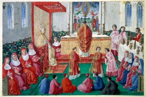 Papst Sixtus IV. besucht die Messe in der Sixtinischen Kapelle im Vatikan