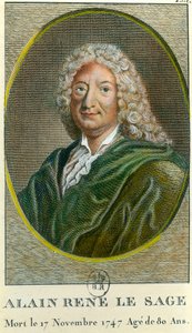 Porträt von Alain René Lesage (Alain-René Le Sage) (1668-1747) französischer Schriftsteller. Gravur des 18. Jahrhunderts. Private Sammlung von Unknown artist