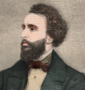 Porträt von Bayard Taylor (1825-1878), amerikanischer Dichter. Gravur in „The Illustrated London News“ vom 23. Januar 1858. von Unknown artist