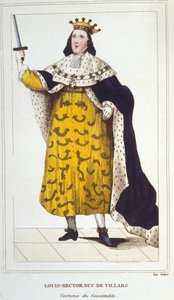Porträt von Claude, Louis, Hector, Herzog von Villars, Marschall von Frankreich im Kostüm von Connetable (1653-1734) Gravur von 1830 von Unknown artist