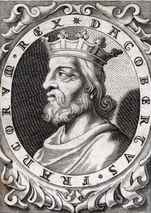 Porträt von Dagobert I. (? - 639), König der Franken, Dynastie der Merowinger. Gravur des 18. Jahrhunderts von Unknown artist