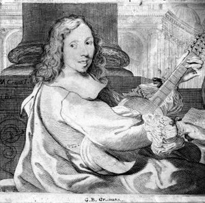 Porträt von Giovanni Battista Granata (1620/21-1687), italienischer Gitarrist und Komponist (Stich). Bologna, Civico Museo Musico